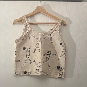 PO-em Women's Cream Graphic Tank Top XS